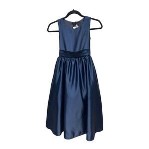 Elegant Navy Blue Girls Dress Size 10 Lined Tulle Formal Dressy Sleeveless USA